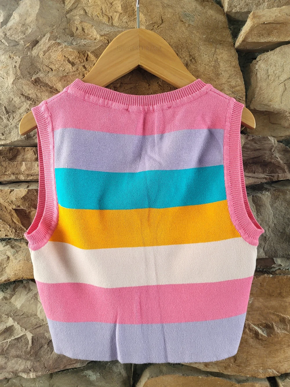 Zara Girls Multicolor Striped Sweater Tank Top - Pink & Pastel Stripes Small